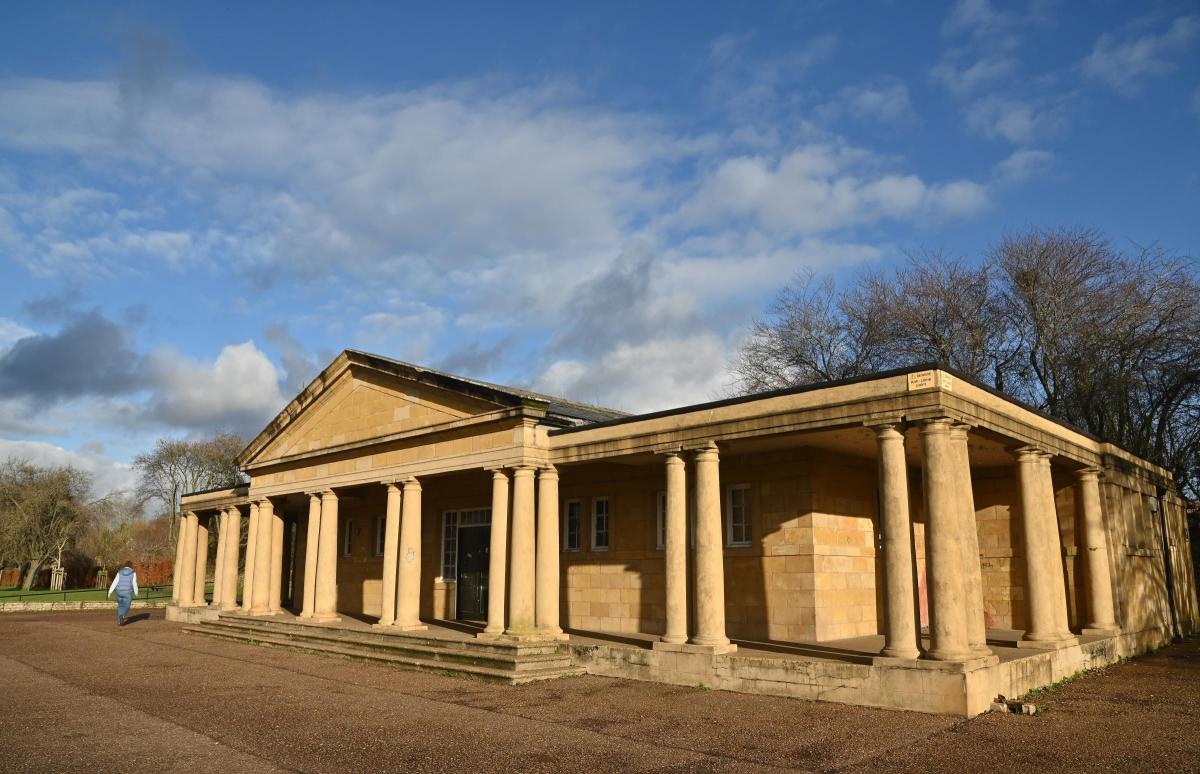 Sloughbottom Park Pavilion — stone colonnade meeting place for Norfolk Run Collective